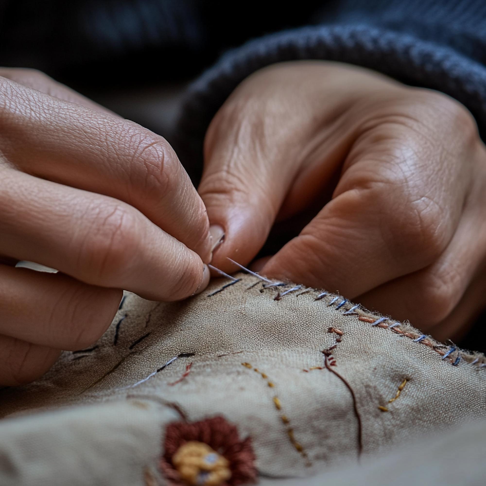 Rankų darbo siuvinėjimas ant lino — klasikinis raštas